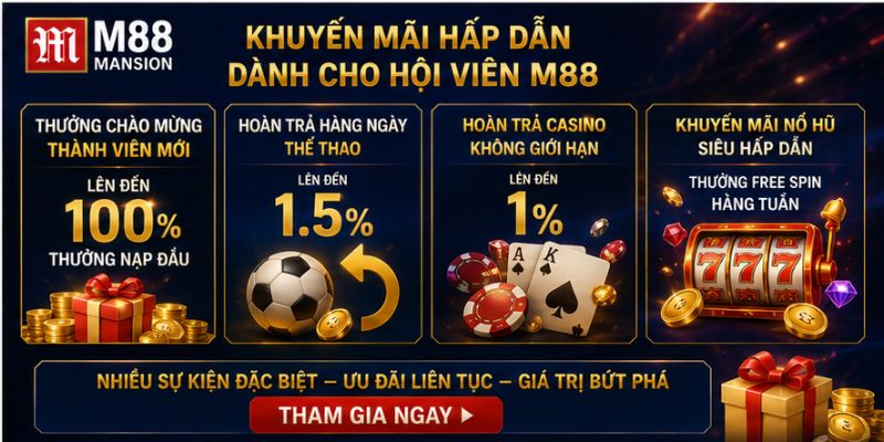 Khuyến mãi hấp dẫn dành cho hội viên M88